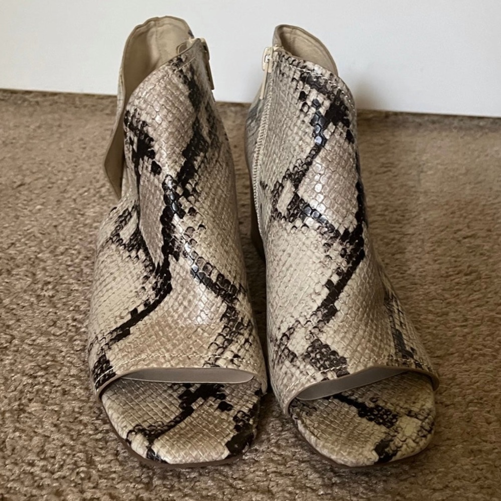 Fergalicious by Fergie Snakeskin Peeptoe Booties